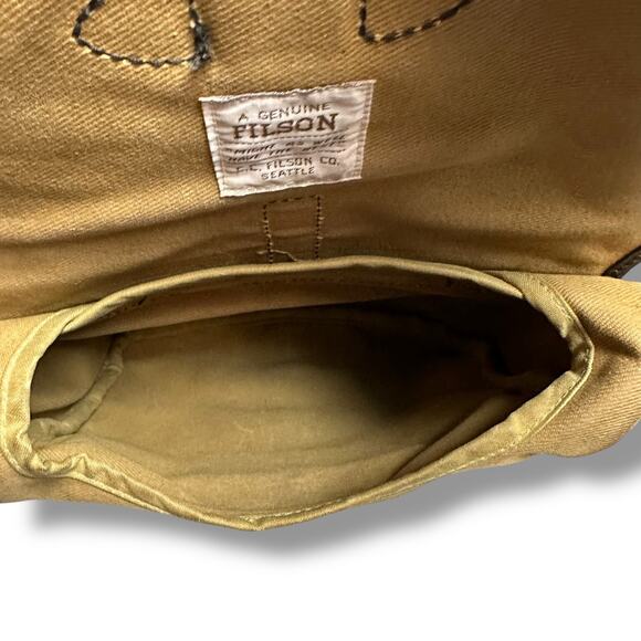 Vintage 90s Filson Small Field Bag 230 Canvas USA Made Tan Leather Crossbody - Picture 6 of 12